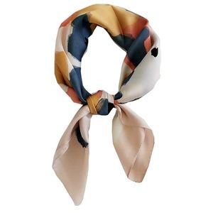 FONYVE silk satin feeling square neck head floral scarf - new without tags